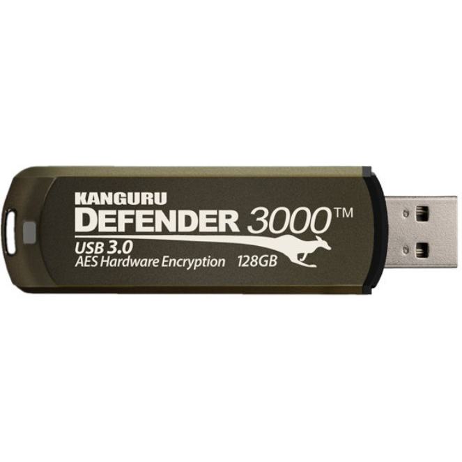 USB флаш памет iStorage Kanguru Defender 128 GB, кафява