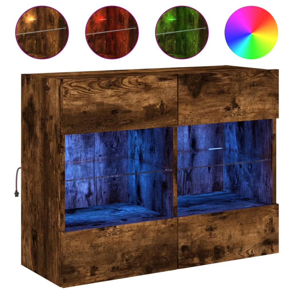 füstös tölgy színű fali TV-szekrény LED-ekkel 78,5x30x60,5 cm (837103)