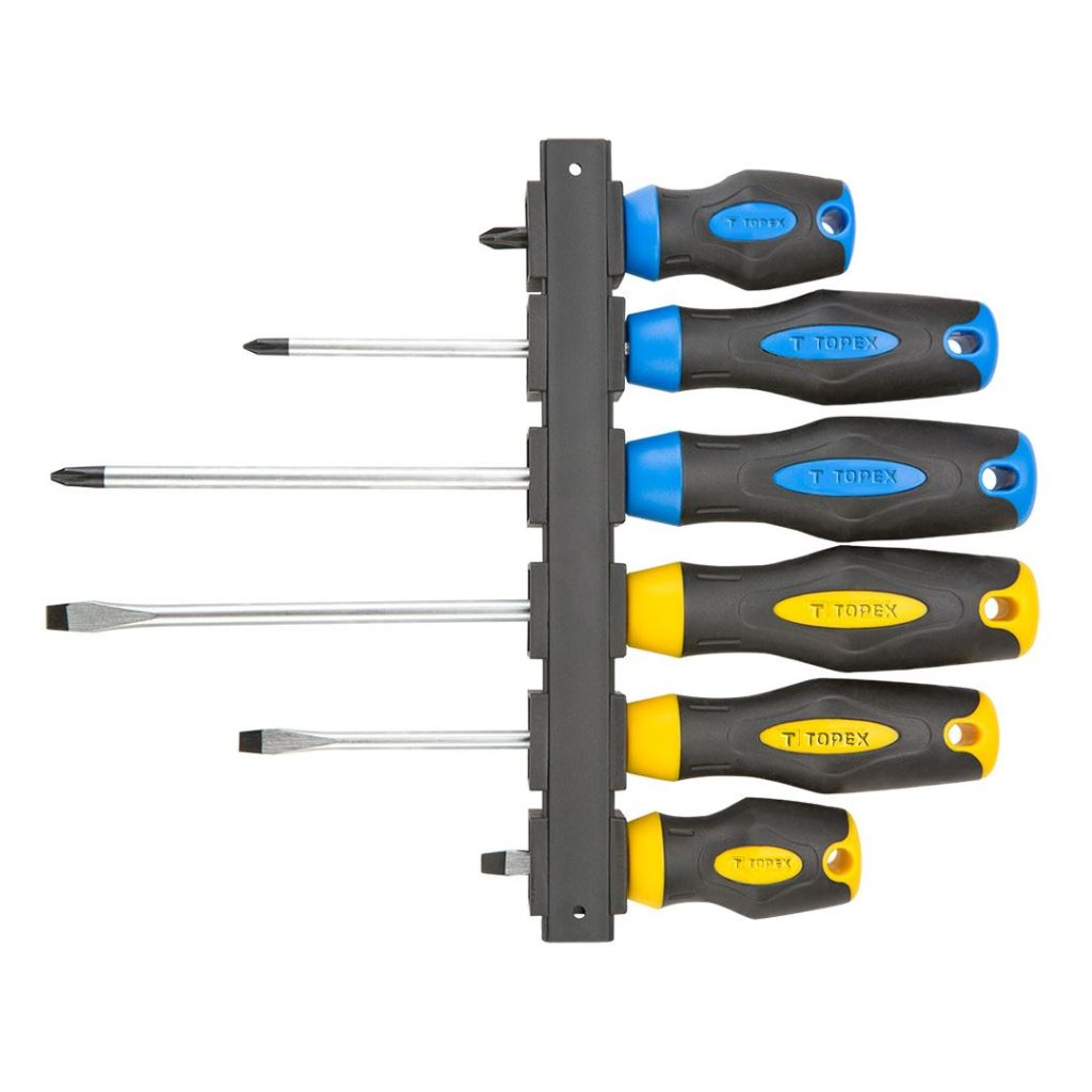 Topex csavarhúzó készlet 6db, fali tartóval (39D886) (39D886)