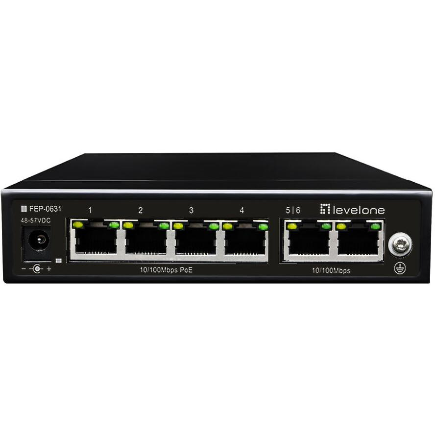 LevelOne FEP-0631 hálózati kapcsoló Fast Ethernet (10/100) Ethernet-áramellátás (PoE) támogatása Fekete (FEP-0631)