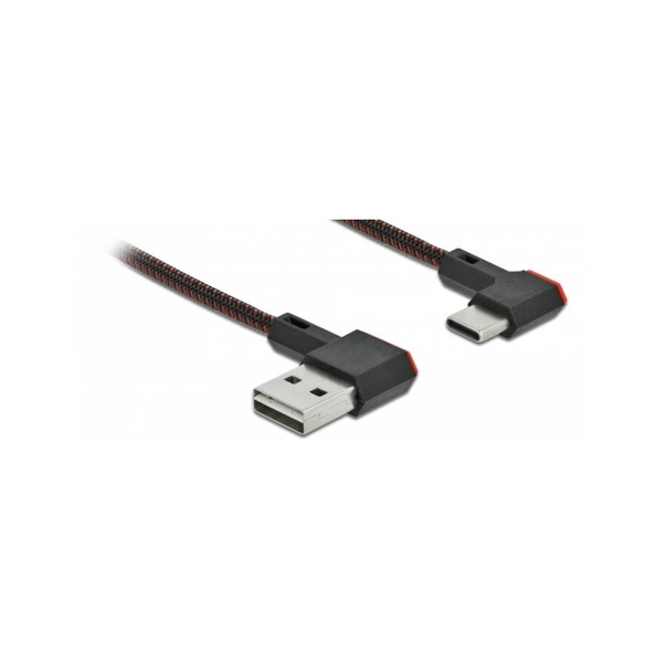 DELOCK USB-A 2.0 Stecker < USB-C Stecker gewinkelt 0,5m SW
