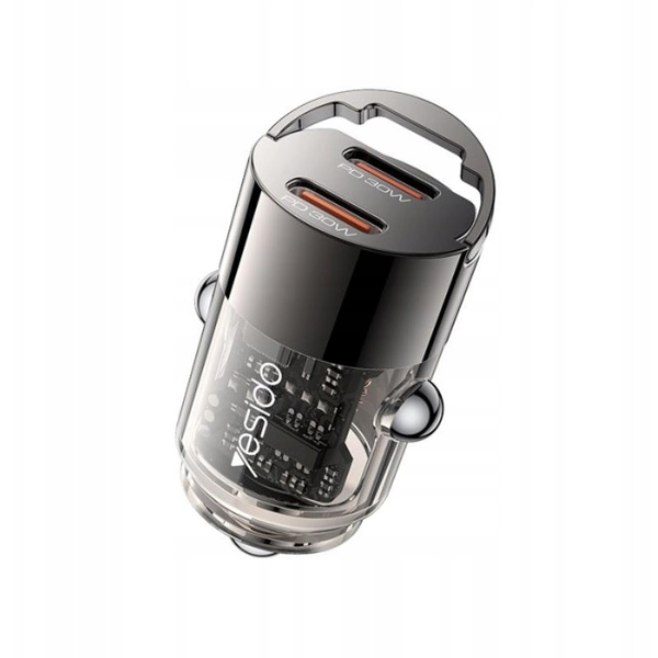 Car Charger Yesido Y69, 30W, 3A, 2 x USB-C, Black