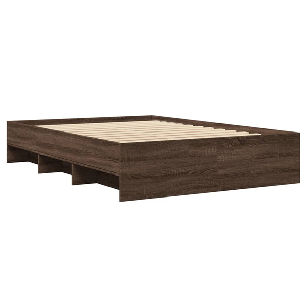 Cadru de pat, stejar maro, 135x190 cm, lemn prelucrat
