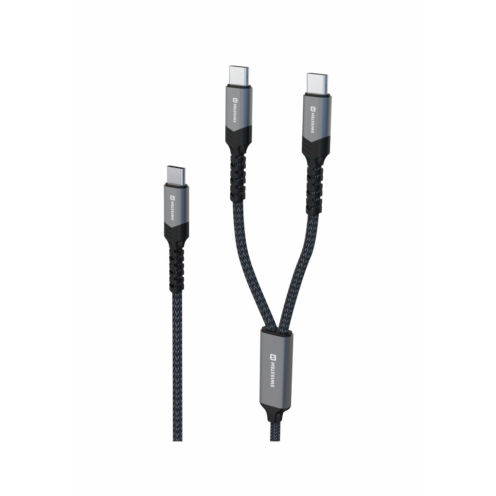 Swissten nabíjecí kabel 2v1 100W USB-C/2x USB-C 1,5m černý (72501201)