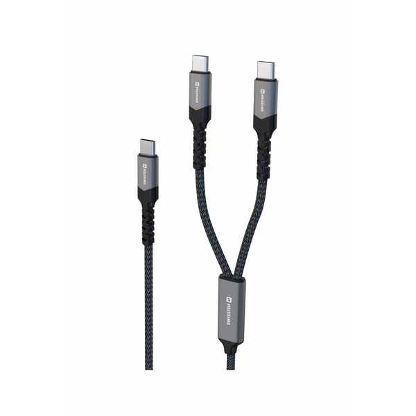 Swissten nabíjecí kabel 2v1 100W USB-C/2x USB-C 1,5m černý