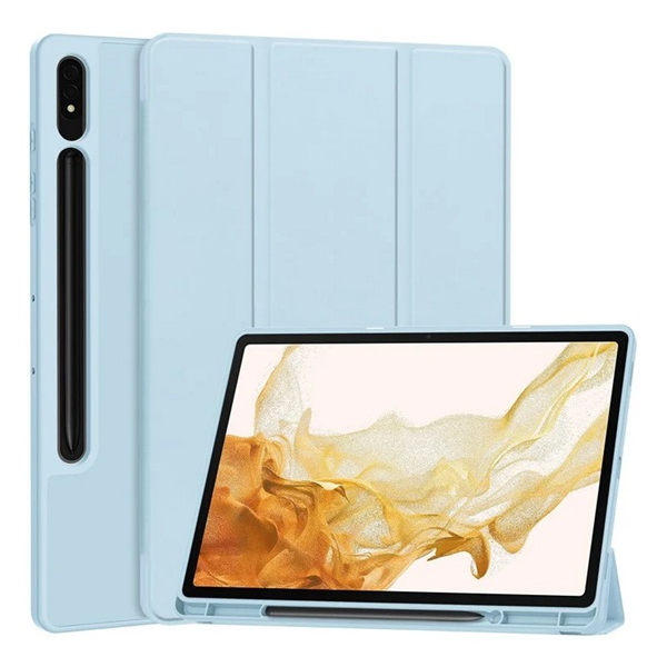 gigapack Tok álló, bőr hatású (aktív FLIP, oldalra nyíló, TRIFOLD, asztali tartó, ceruza tartó) VILÁGOSKÉK Samsung Galaxy Tab S10 Plus LTE (SM-X826B) / Galaxy Tab S10 Plus WIFI (SM-X820) " csomagolás" (GP-163654)