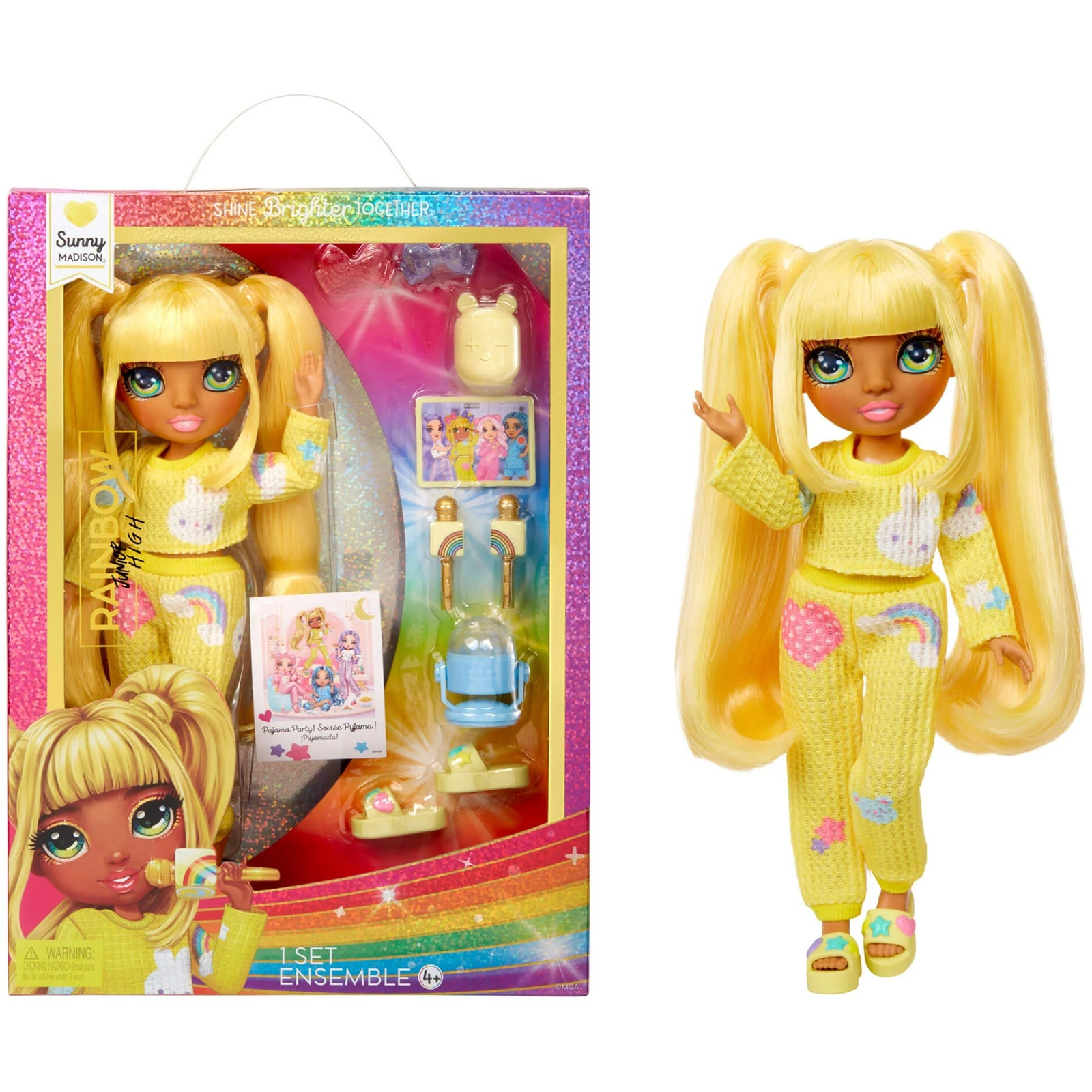 Rainbow High Junior High PJ Party Fashion Doll- Sunny (Yellow) (503682-EUC)