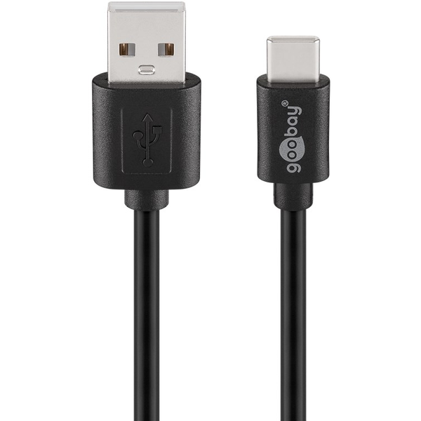 Goobay 55466 USB-C apa - USB-A apa 2.0 Adat és töltő kábel - Fekete (1m)