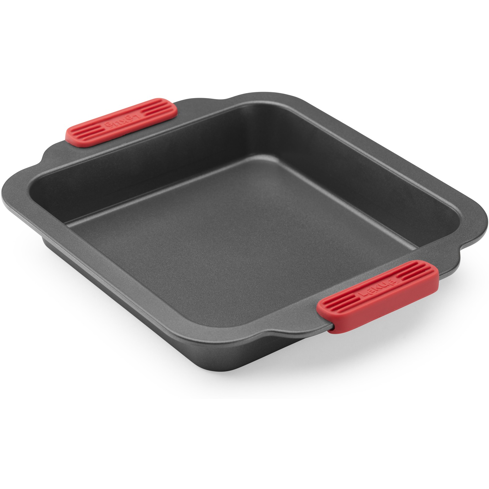 LÉKUÉ LK887260 Non-Stick négyzetes tortaforma acél szilikon piros fogantyúkkal