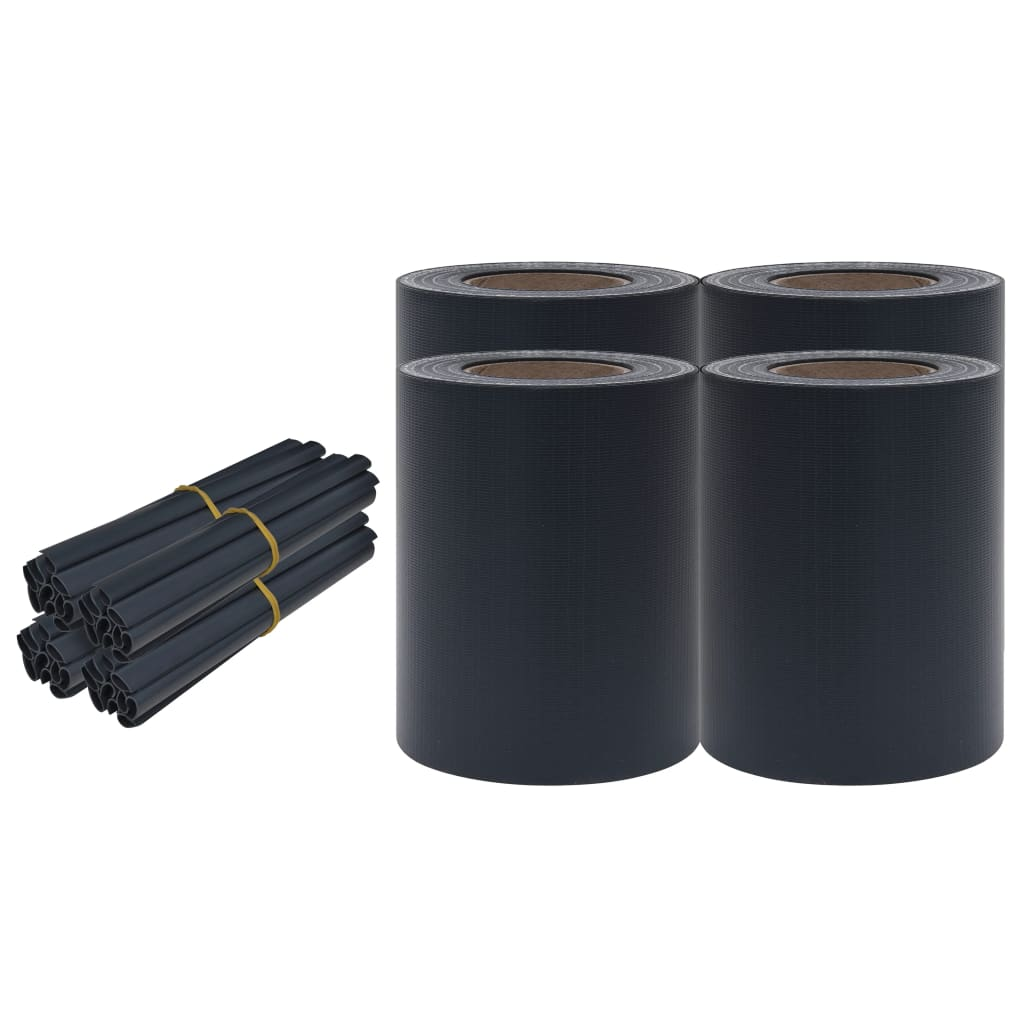 4 db matt sötétszürke PVC árnyékoló kerítés 35 x 0,19 m (147868)