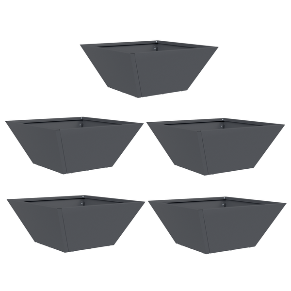 Ghiveci din plastic 5 pcs Antracit 35 x 35 x 15 cm Oțel