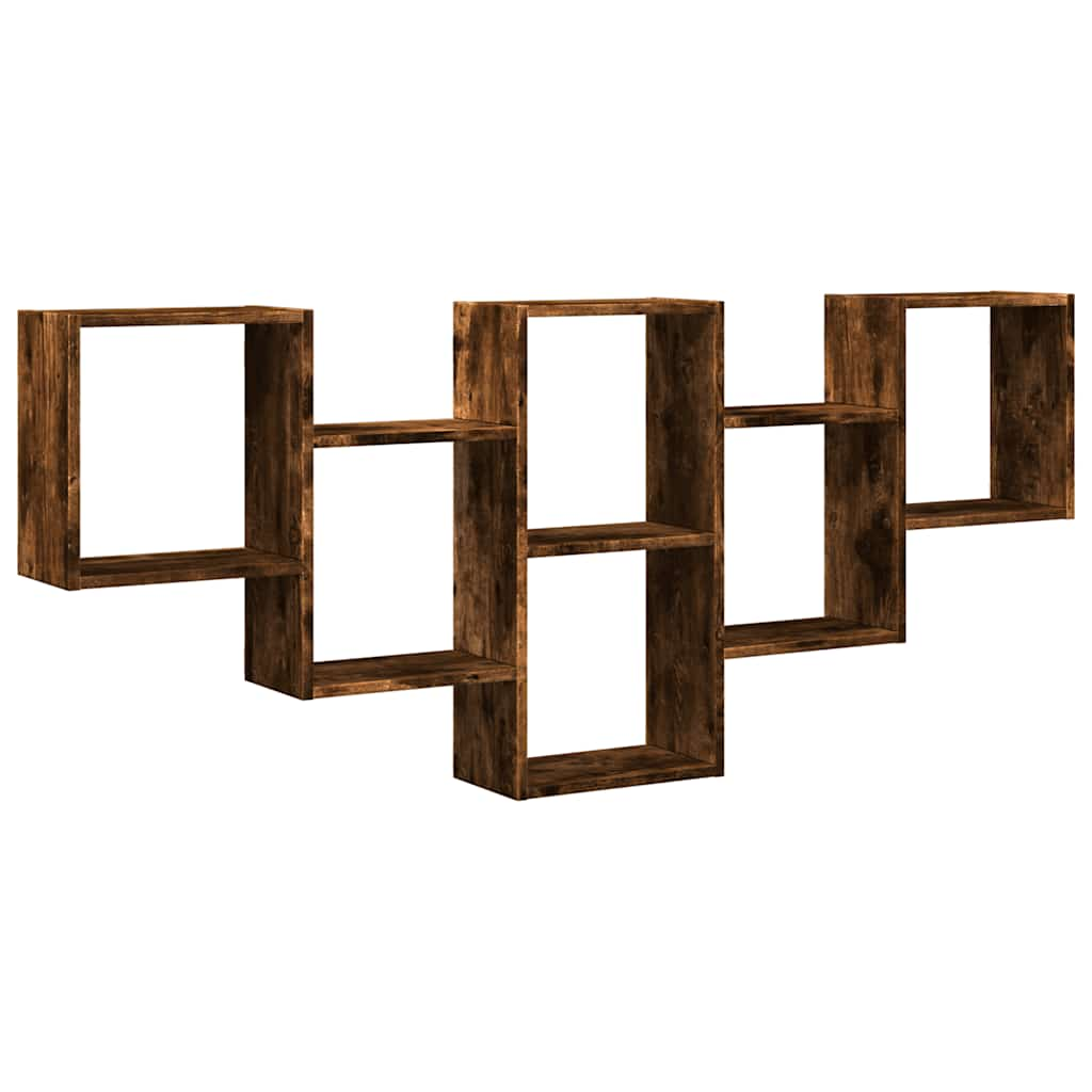 füstös tölgy színű szerelt fa fali polc 159 x 18 x 66 cm (853303)