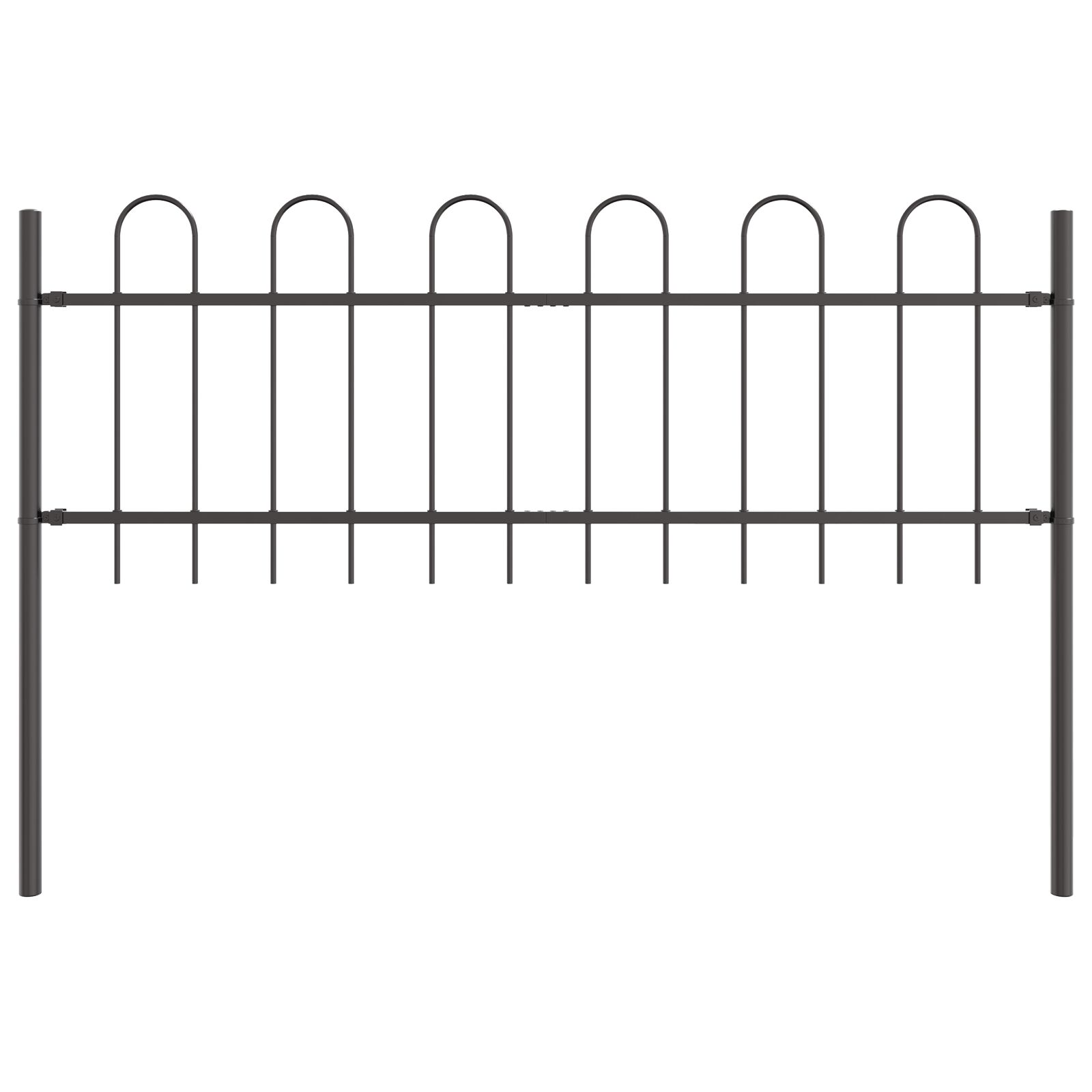 Szürke Kerti Kerítés Ívelt Tetejű, 1.7 x 0.6 m, Acélból készült (42003873)