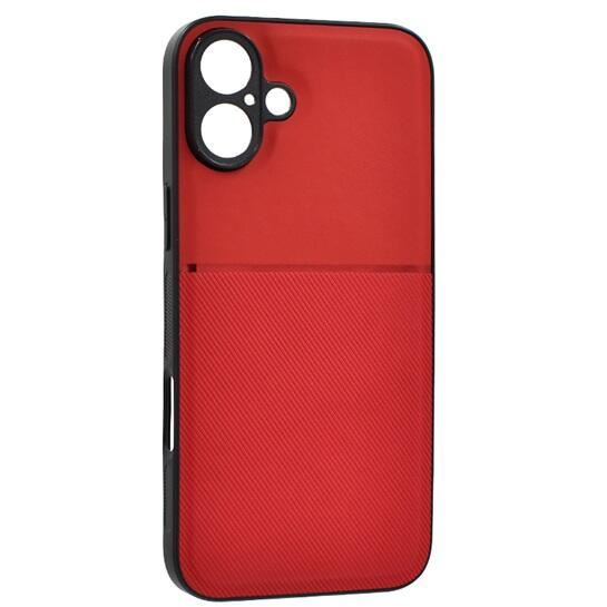 Gigapack Apple iPhone 16 mágneses, bőr hatású, csíkos mintás tok piros (GP-159954) (GP-159954)