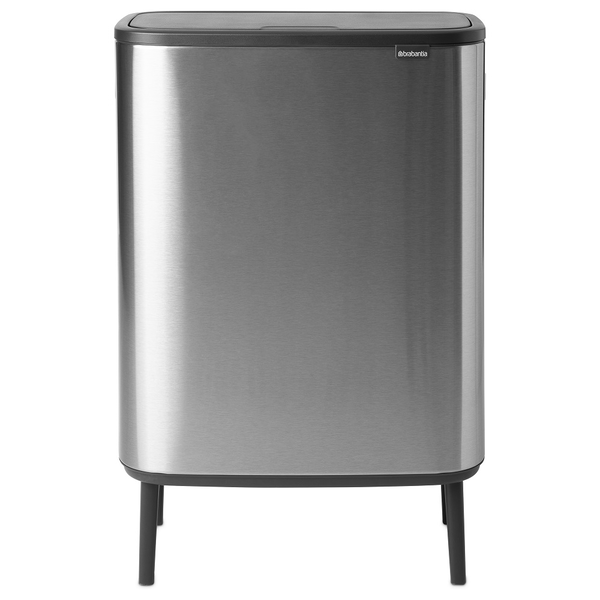 BRABANTIA Bo Touch Bin Hi szelektív hulladékgyűjtő Soft-Close fedéllel magasított lábakon álló műanyag tartály XXL 2x30L - O méret r.m. acél selyem ujjlenyomatmentes - 130649