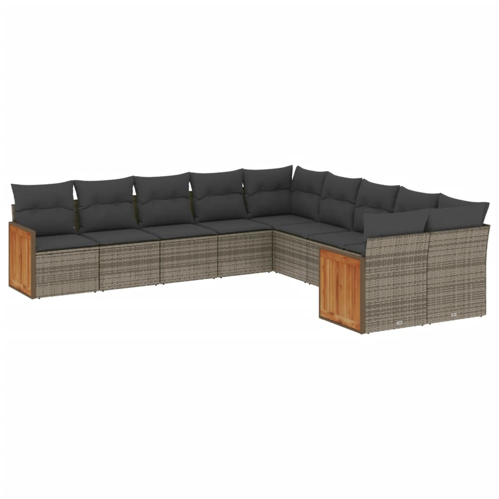 10 részes szürke polyrattan kerti ülőgarnitúra párnákkal (3260436)