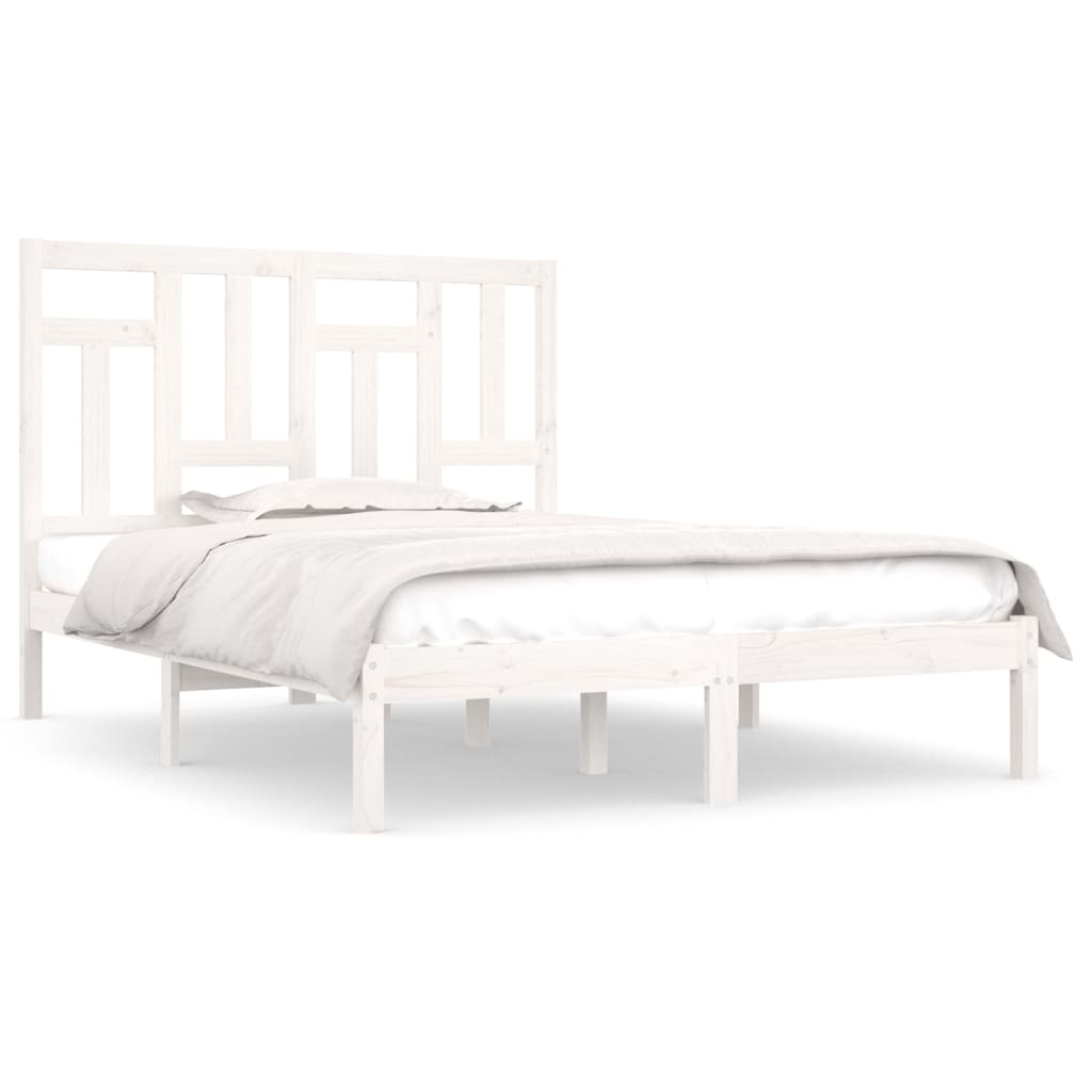 fehér tömör fa ágykeret 120x190 cm (4FT Small Double) (3104514)