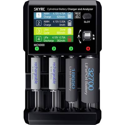 SKYRC MC5000 Hengeres akku töltő Lítiumion, Li-ion HV, LiFe, NiMH, NiCd, eneloop, NiZn, RAM, LTO, Na-ion Mikro (AAA), Ceruza (AA), 18650, 21700,