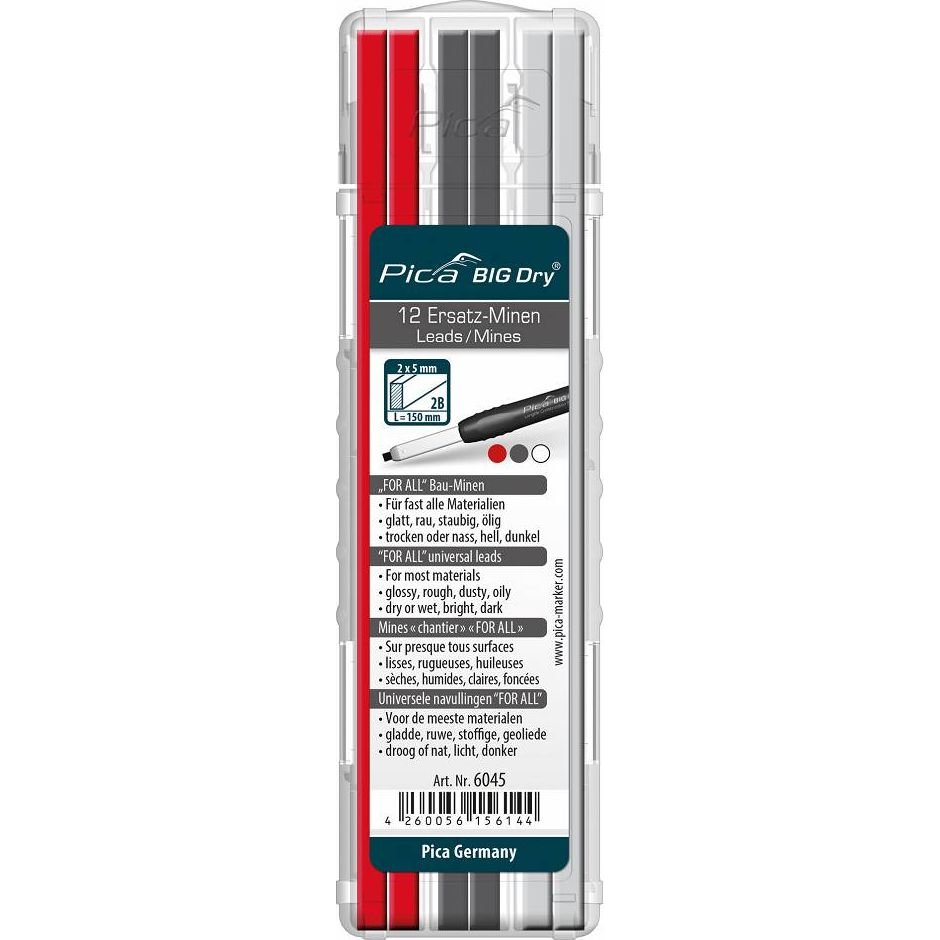 Pica 6045 Big Dry Asztalos ceruza utántöltő szett 5mm - Vegyes színek (6045)