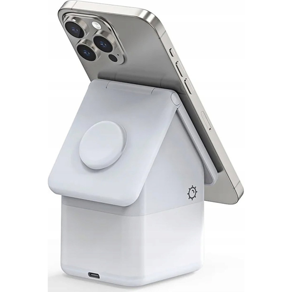 Duzzona W20 4 Az 1-ben Induktív Töltő iPhone/AirPods/Apple Watch Éjszakai Világítással 15W-Fehér