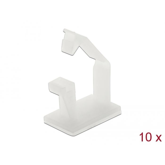 Delock Természetes színű öntapadós kábeltartó zárócsattal, 10db (60250) (DE60250)