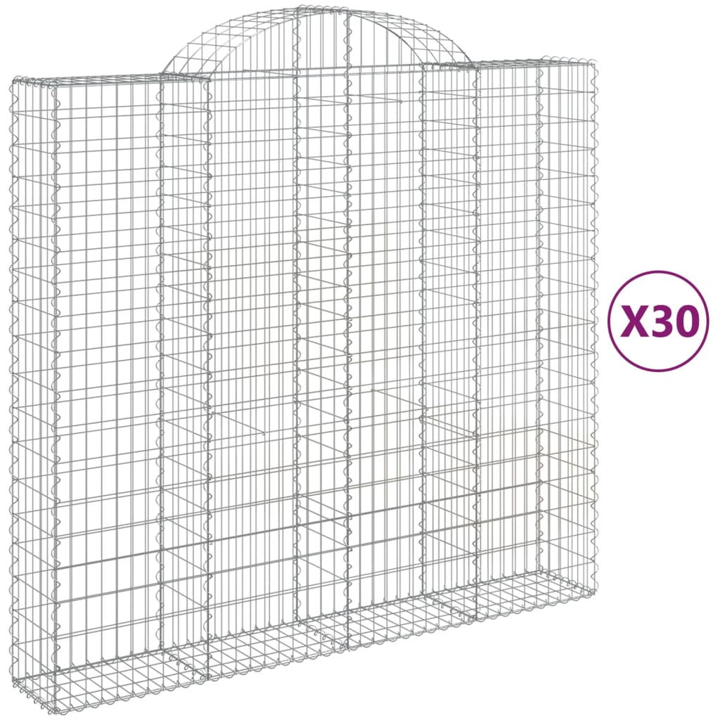 30 db íves horganyzott vas gabion kosár 200x50x180/200 cm (3146421)