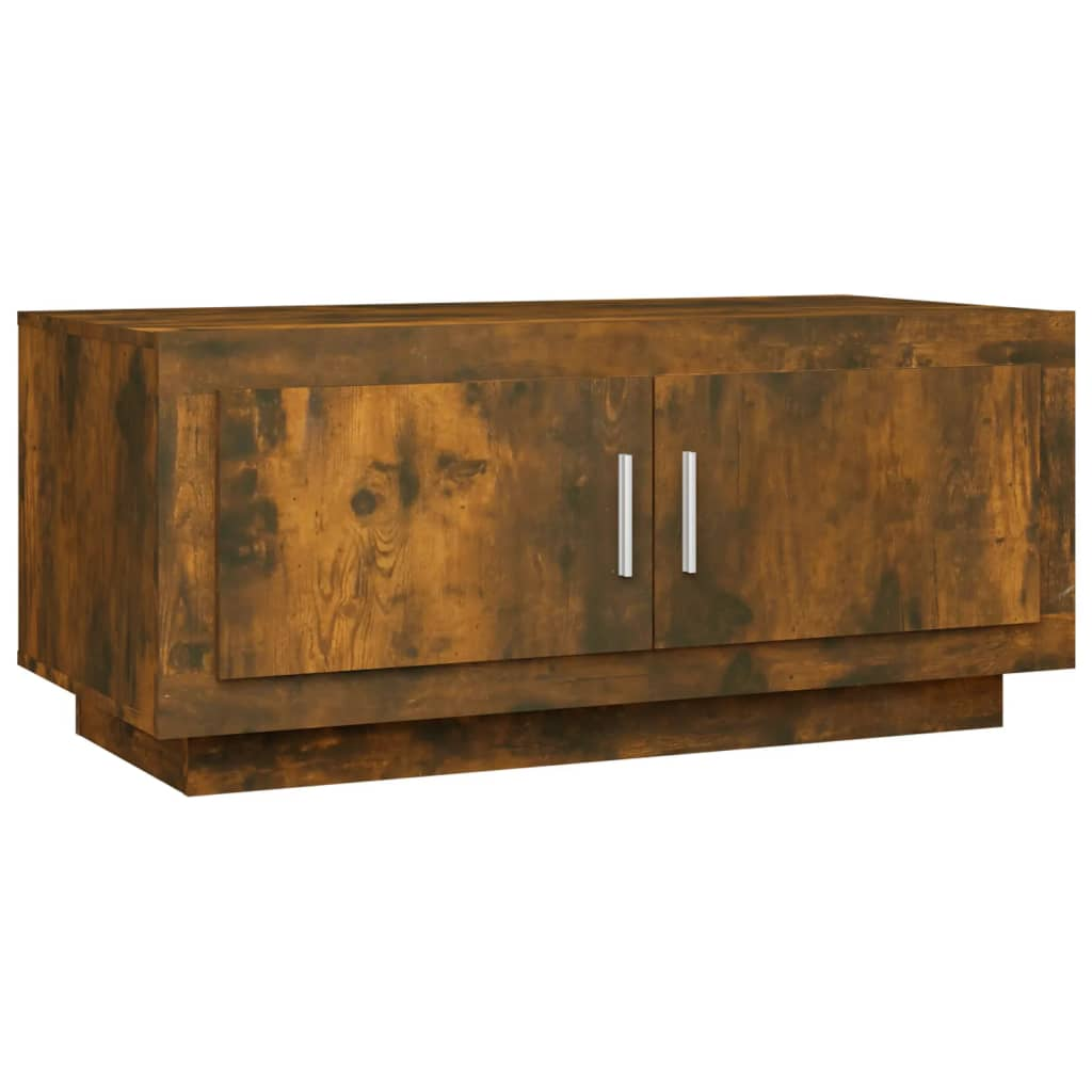 füstös tölgyszínű szerelt fa dohányzóasztal 102 x 50 x 45 cm (817231)