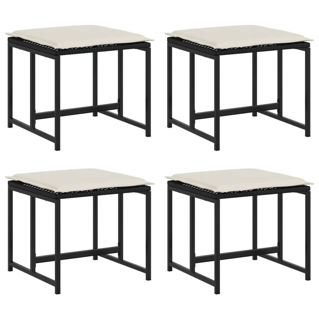 4 db fekete polyrattan kerti szék párnákkal (4008582)