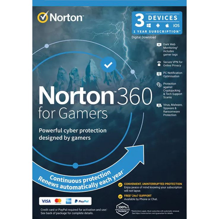 NortonLifeLock Norton 360 for Gamers 50GB HU 1 felhasználó 3 eszköz 1 év dobozos vírusirtó szoftver (21418946) (Norton21418946)