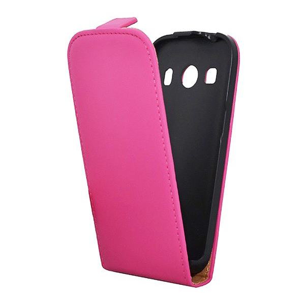 Tok álló, bőr hatású (FLIP, lefelé nyíló, szilikon tartó) RÓZSASZÍN [Samsung Galaxy Ace 4 LTE (SM-G357FZ)] (5996457501892)