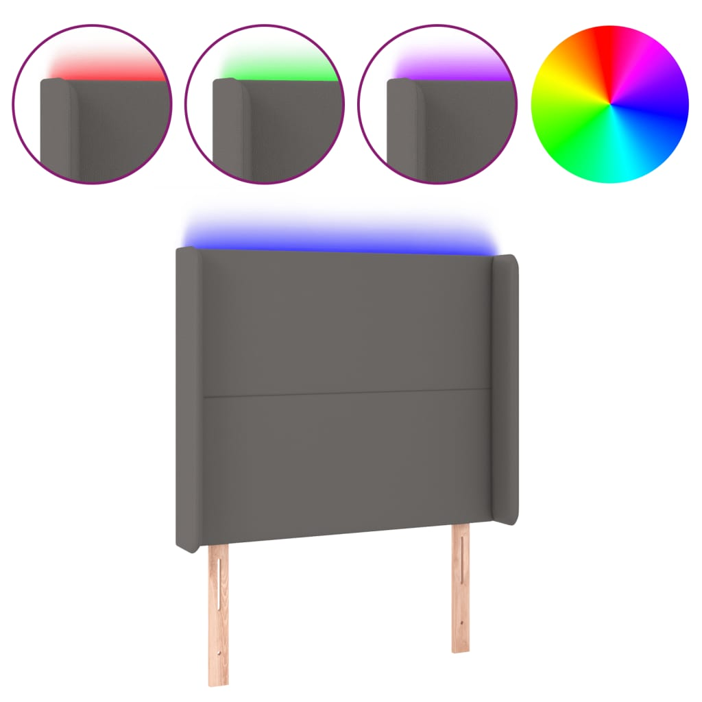 szürke műbőr LED-es fejtámla 93x16x118/128 cm (3123850)