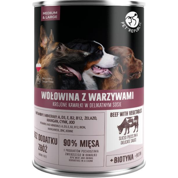 Pet Republic PIES puszka WOŁOWINA WARZYWA sos /8 1250g