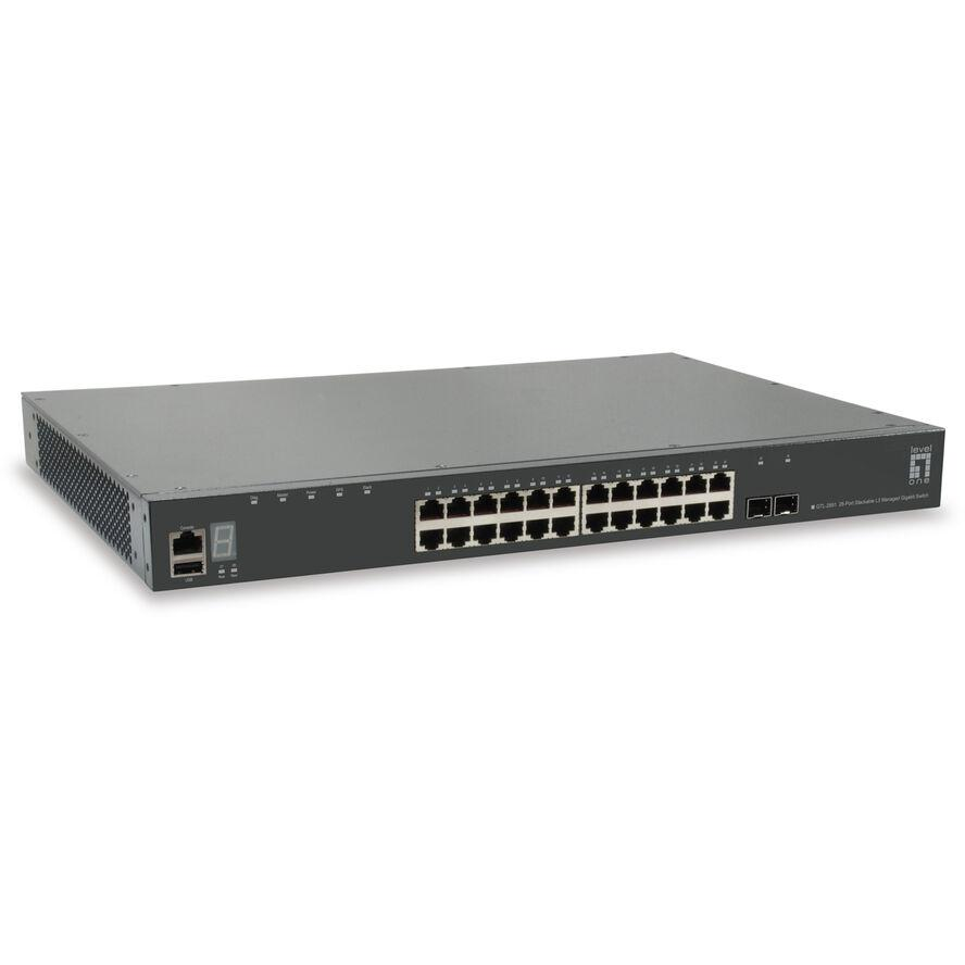 LevelOne GTL-2891 hálózati kapcsoló Vezérelt L3 Gigabit Ethernet (10/100/1000) Szürke (GTL-2891)
