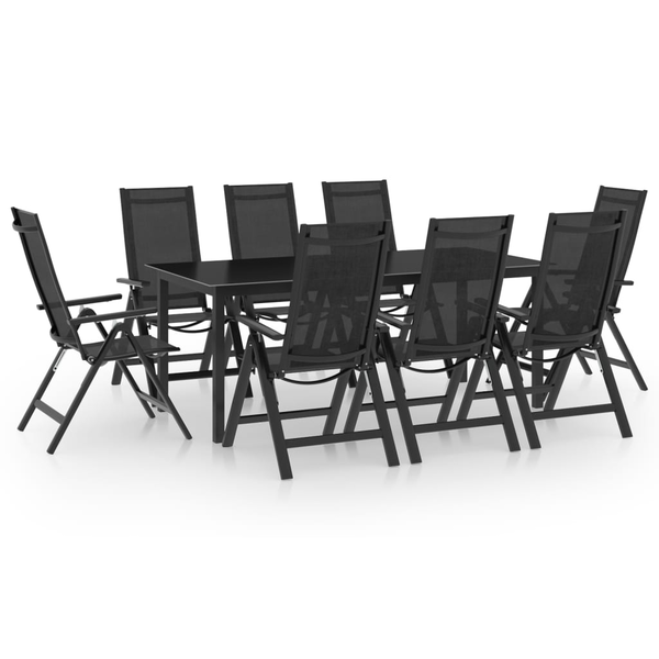 Set mobilier de grădină, 9 piese, antracit, aluminiu