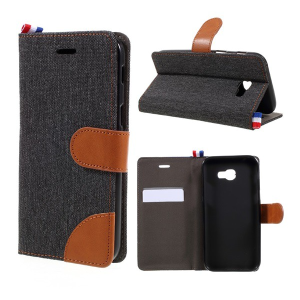 Tok álló, textil (FLIP, oldalra nyíló, asztali tartó funkció) FEKETE [Samsung Galaxy A3 (2017) SM-A320F] (5996457680474)