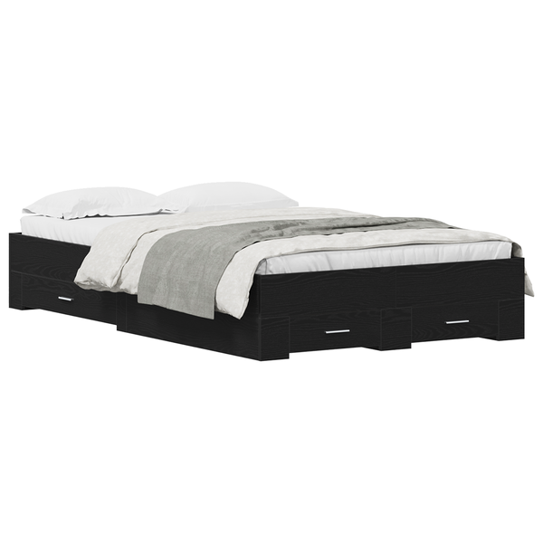 Cadru de pat cu sertare, stejar negru 120x200 cm lemn prelucrat