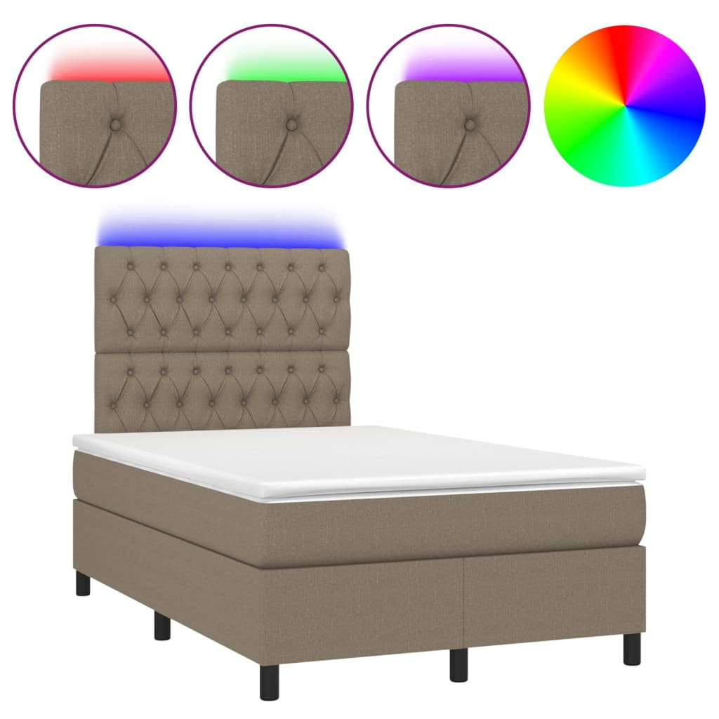 tópszínű szövet rugós és LED-es ágy matraccal 120 x 200 cm (3135105)