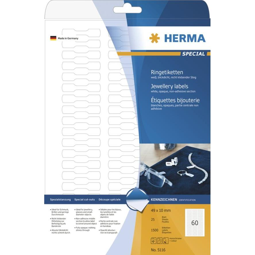 HERMA Ringetiketten A4 weiß 49x10 mm Papier opak 1500 St. (5116) (5116)