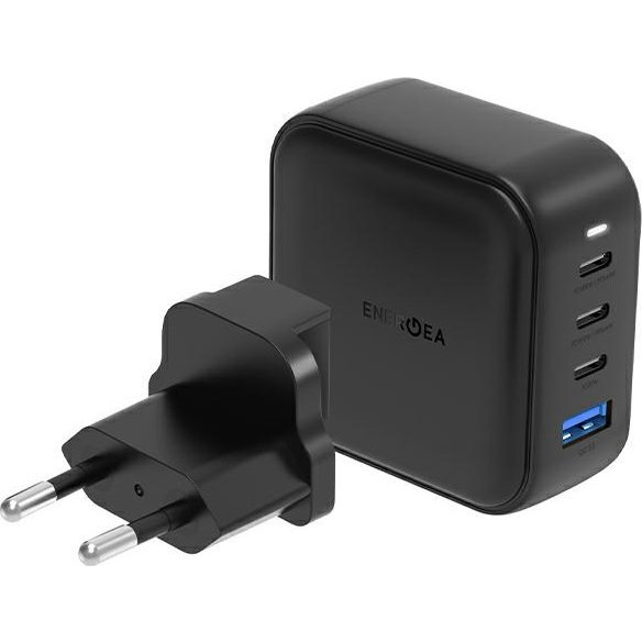 Energea Travelite GAN100 1xUSB / 3xType-C utazó gyorstöltő adapter, (PD-PPS-QC 3.0) 100W, fekete (US/EU) ( )