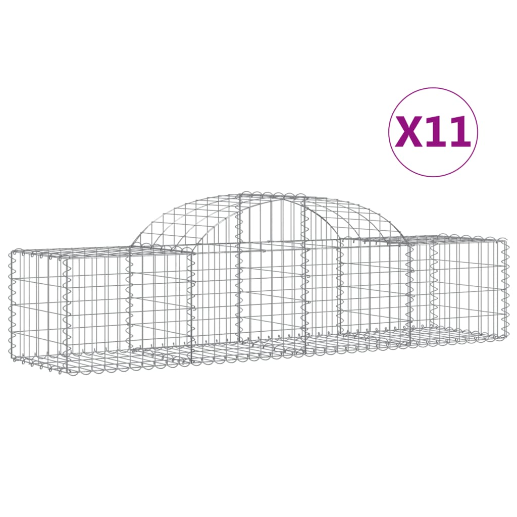 11 db íves horganyzott vas gabion kosár 200x50x40/60 cm (3146266)