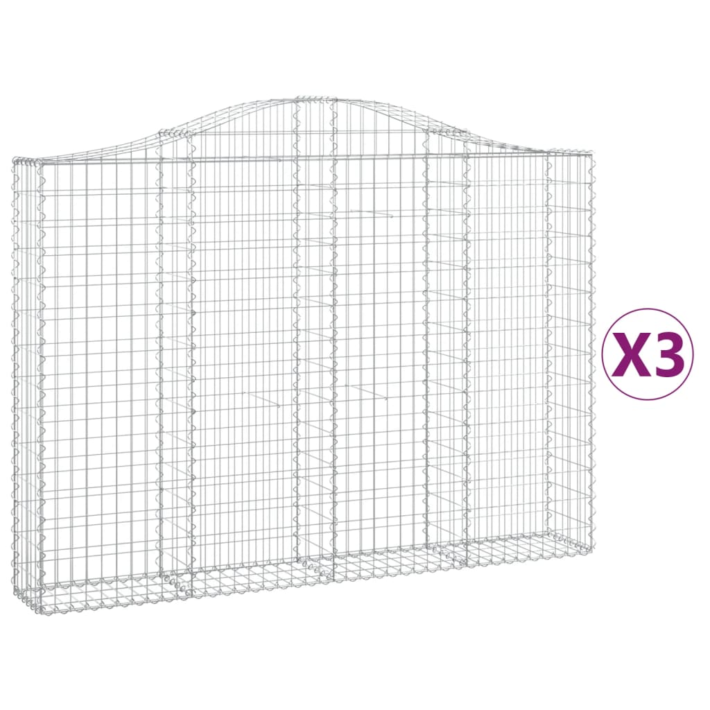 3 db íves horganyzott vas gabion kosár 200x30x140/160 cm (3145473)