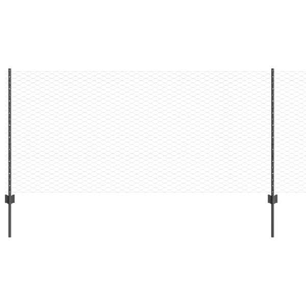 Hatszögletű kerítés 22 U oszloppal Szürke 1x25 m Acél