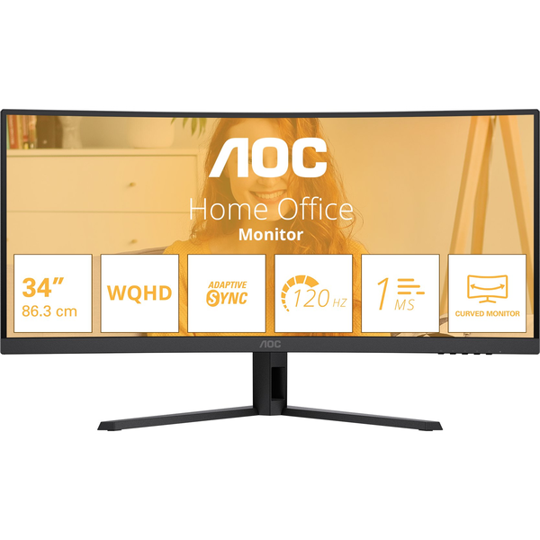 AOC B3 CU34B3E computerskærm 86,4 cm (34") 3440 x 1440 pixel Wide Quad HD LED Sort