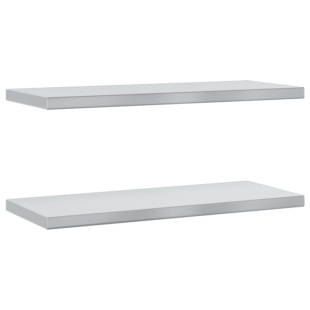 2 db ezüstszínű rozsdamentes acél fali polc 75 x 30 x 3 cm (30282)
