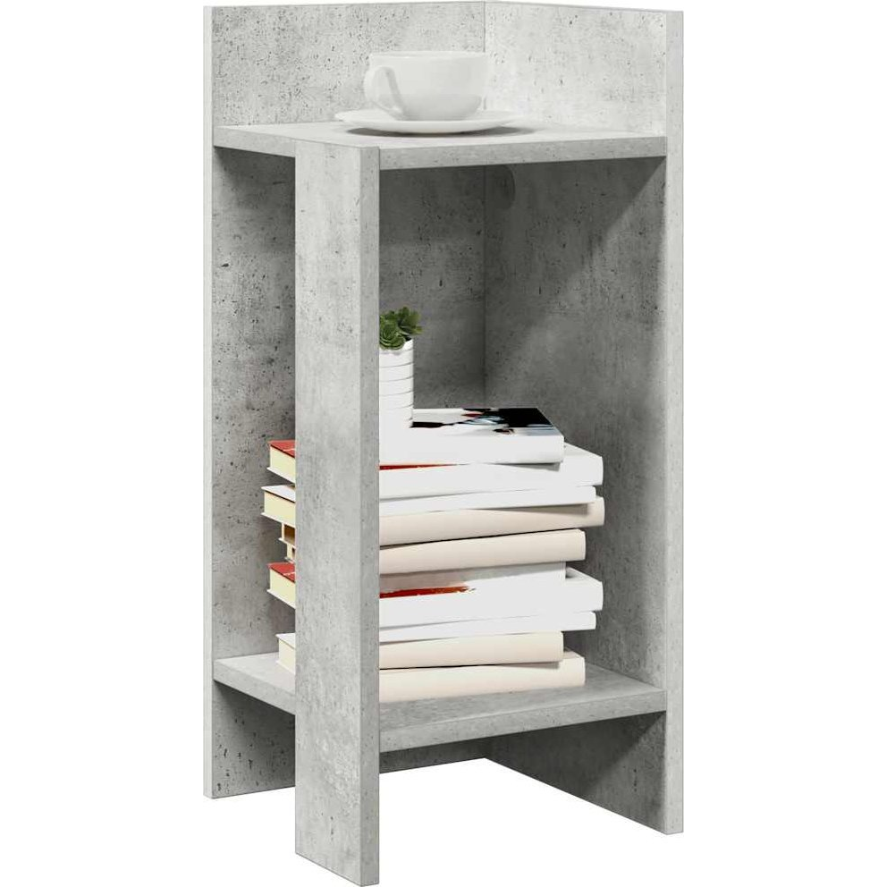 2 db betonszürke kisasztal polccal 25,5 x 27 x 60 cm (858549)
