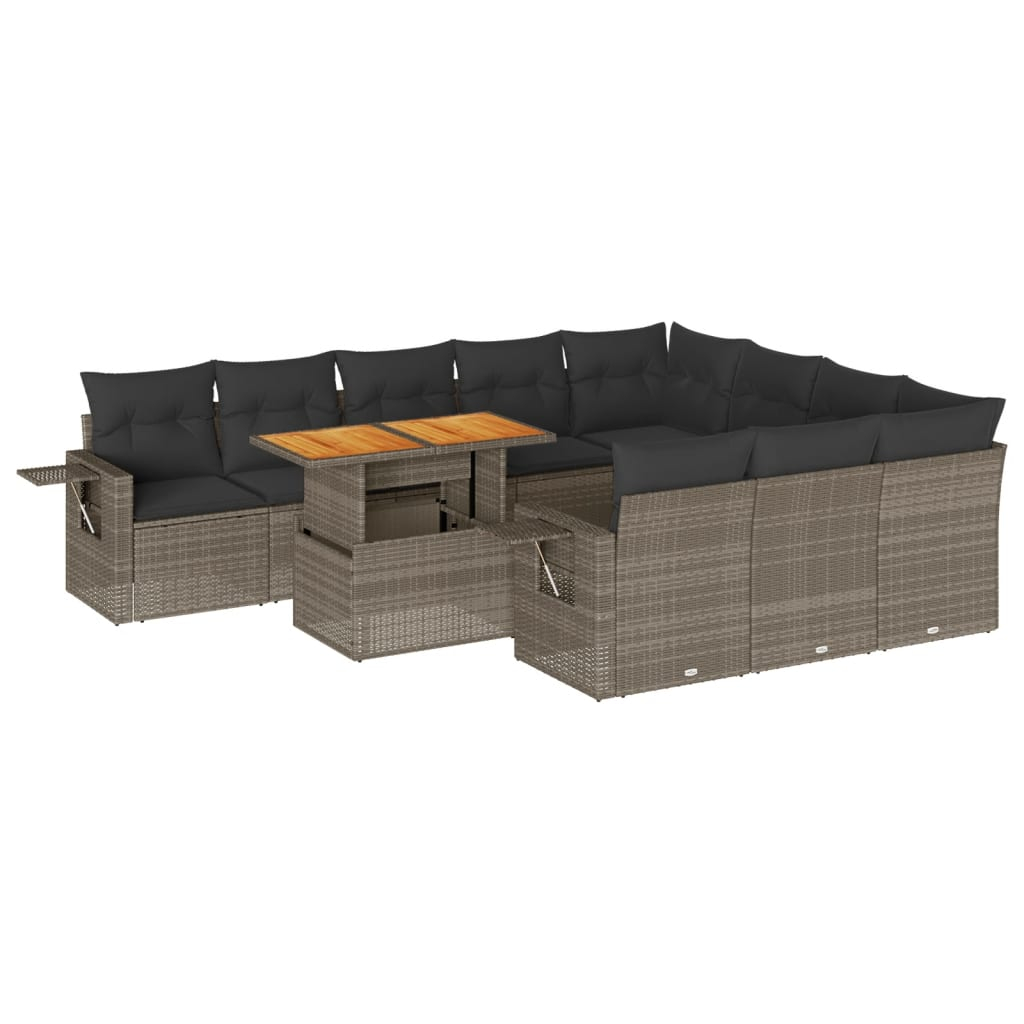 11 részes szürke polyrattan kerti ülőgarnitúra párnákkal (3327203)