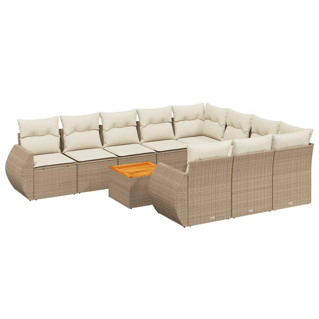 11 részes bézs polyrattan kerti ülőgarnitúra párnákkal (3257514)