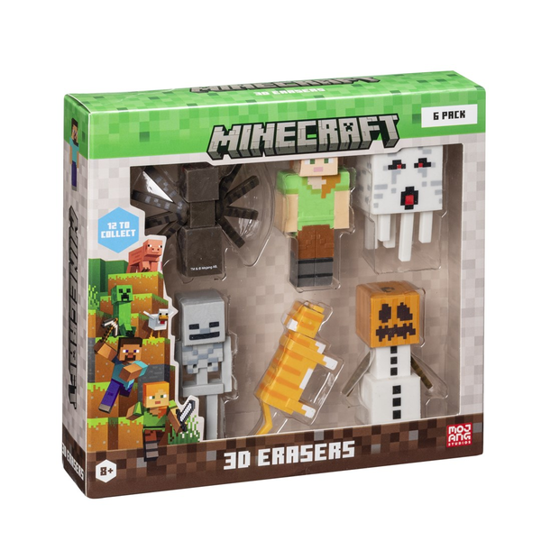 Mojang Studios 6 darabos Deluxe Minecraft 3D radírfigura készlet 5cm - B Verzió