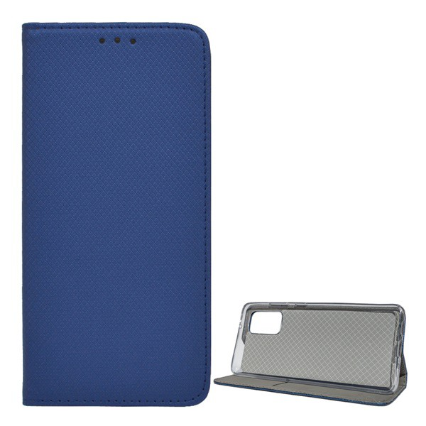 Tok álló, bőr hatású (FLIP, oldalra nyíló, asztali tartó funkció, rombusz minta) SÖTÉTKÉK [Samsung Galaxy S20 Plus 5G (SM-G986)] (5996457942657)