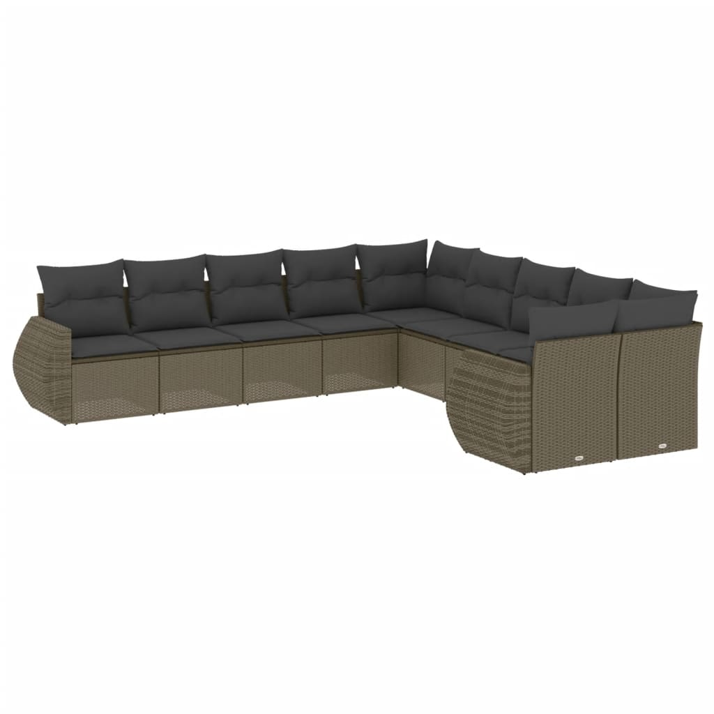 10 részes világosszürke polyrattan kerti ülőgarnitúra párnákkal (3254249)